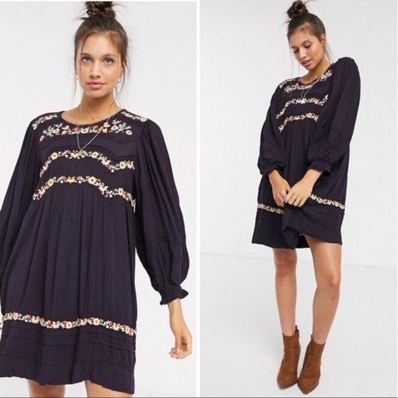 Free People Dresses & Skirts - NWT Free People Women's Pasadena Embroidered Mini Dress L